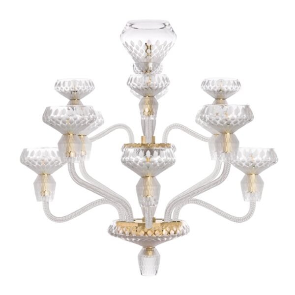 Saint-Louis Folia 12-Light Satin Crystal Chandelier Golden Finish