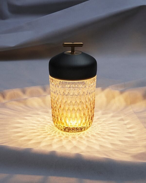 Saint-Louis Folia Portable Lamp Black Wood Amber Crystal - Image 3