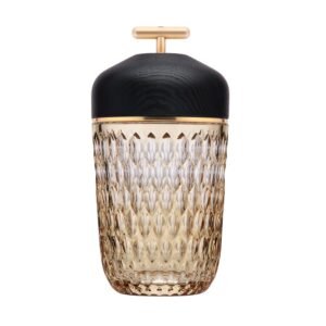 Saint-Louis Folia Portable Lamp Black Wood Amber Crystal