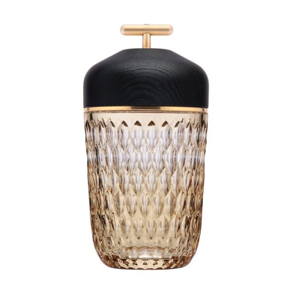 Saint-Louis Folia Portable Lamp Black Wood Amber Crystal