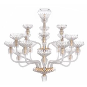 Saint-Louis Folia 18-Light Satin Crystal Chandelier Golden Finish