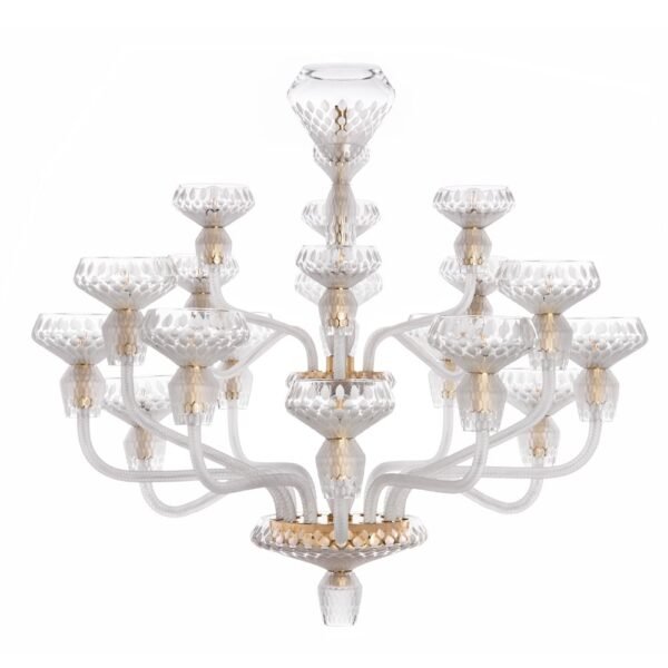 Saint-Louis Folia 18-Light Satin Crystal Chandelier Golden Finish