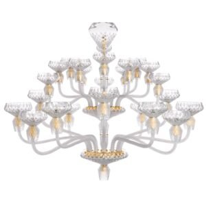 Saint-Louis Folia 24-Light Satin Crystal Chandelier Golden Finish